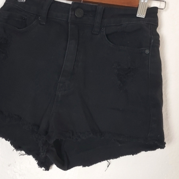 BDG Dree Shorts High Rise Cheeky Distressed Black Size 25 - Picture 4 of 16